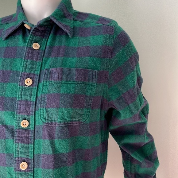 ABERCROMBIE & FITCH youth size X Large Green Flannel Long Sleeved Button Down - Picture 3 of 6